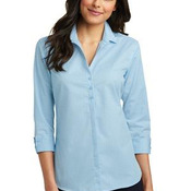 Ladies 3/4 Sleeve Micro Tattersall Easy Care Shirt